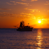 Ship in the sunset